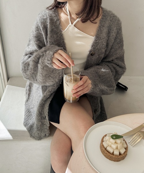 Ambre Neige（アンブルネージュ）の「2wayプードルニットカーディガン／【WEB/EC限定商品】（カーディガン/ボレロ・レディース・チャコールグレー/ライトグレー/ベージュ/アイボリー・FREE）」の10枚目の写真