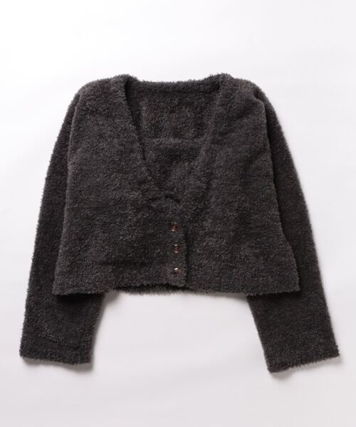 STYLEBLOCK(スタイルブロック)の「シャギーニットショートカーディガン×ビスチェセット(カーディガン/ボレロ・レディース・グレー/ブラック/チャコールグレー/レッド・M)」の7枚目の写真