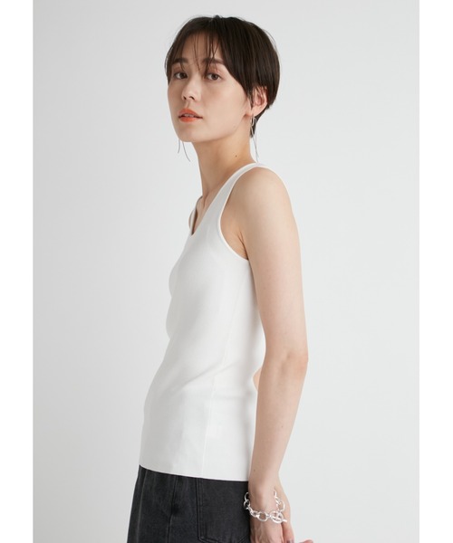 emmi（エミ）の「【emmi atelier】ニットタンクトップ（タンクトップ・レディース・ピンク/ホワイト/グレー・FREE）」の5枚目の写真