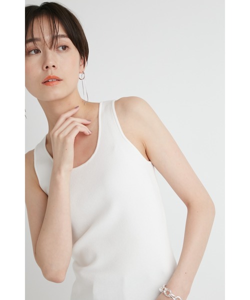 emmi（エミ）の「【emmi atelier】ニットタンクトップ（タンクトップ・レディース・ピンク/ホワイト/グレー・FREE）」の6枚目の写真