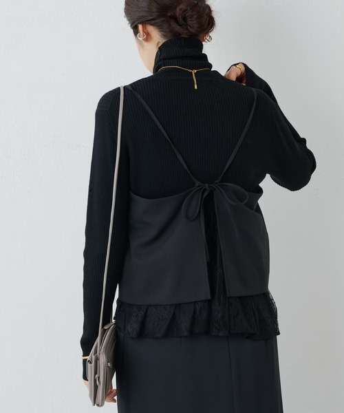 BEARDSLEY（ビアズリー）の「レースレイヤードキャミソール（キャミソール・レディース・ブラック・FREE）」の3枚目の写真