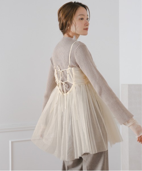 Bab(バブ)の「【新色追加】ラメチュールキャミトップス(ベスト・レディース・チャコールグレー/ホワイト系その他/ピンクベージュ・FREE)」の18枚目の写真