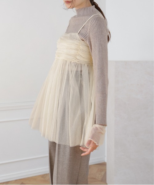 Bab(バブ)の「【新色追加】ラメチュールキャミトップス(ベスト・レディース・チャコールグレー/ホワイト系その他/ピンクベージュ・FREE)」の20枚目の写真