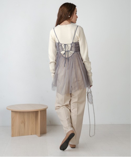 Bab(バブ)の「【新色追加】ラメチュールキャミトップス(ベスト・レディース・チャコールグレー/ホワイト系その他/ピンクベージュ・FREE)」の12枚目の写真