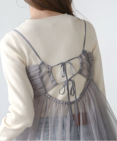 Bab(バブ)の「【新色追加】ラメチュールキャミトップス(ベスト・レディース・チャコールグレー/ホワイト系その他/ピンクベージュ・FREE)」の6枚目の写真