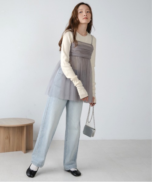 Bab(バブ)の「【新色追加】ラメチュールキャミトップス(ベスト・レディース・チャコールグレー/ホワイト系その他/ピンクベージュ・FREE)」の7枚目の写真