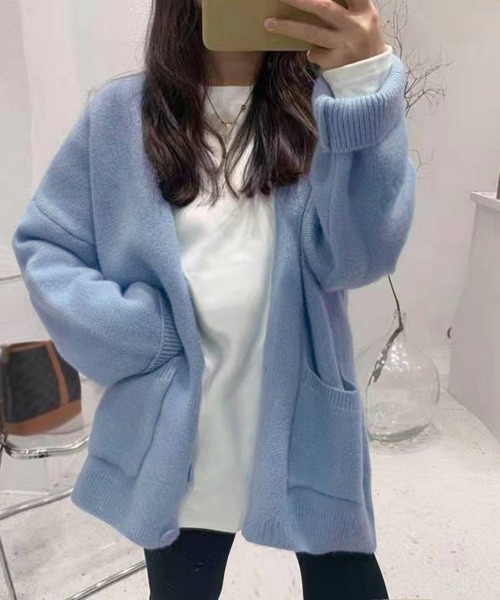 Miniministore(ミニミニストア)の「ニットカーディガン レディース秋冬羽織り(カーディガン/ボレロ・レディース・アイボリー/イエロー/ブルー/レッド/ラベンダー/ブラック/ピンク/ライトベージュ・M/L)」の4枚目の写真