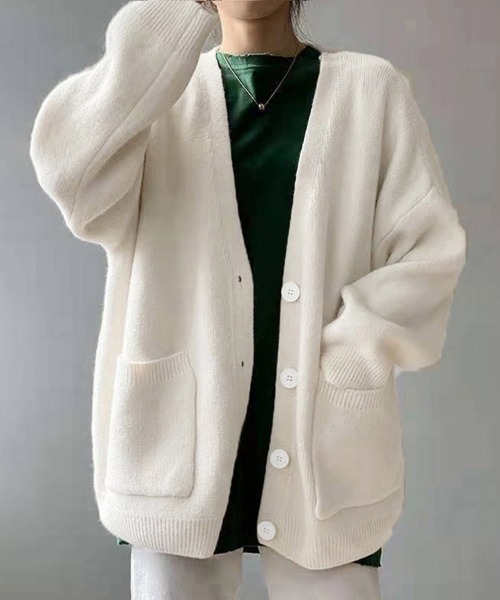 Miniministore(ミニミニストア)の「ニットカーディガン レディース秋冬羽織り(カーディガン/ボレロ・レディース・アイボリー/イエロー/ブルー/レッド/ラベンダー/ブラック/ピンク/ライトベージュ・M/L)」の2枚目の写真