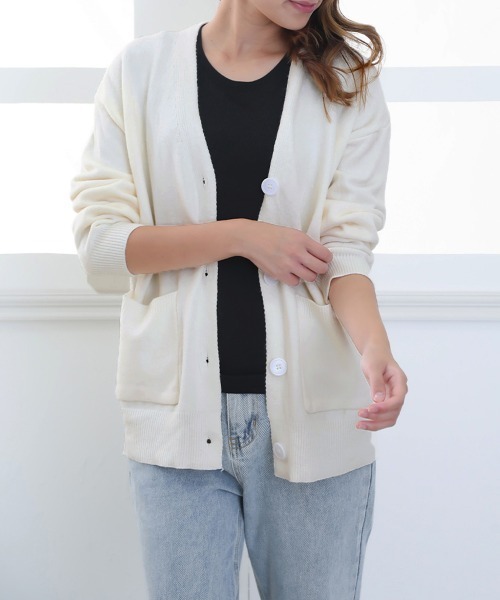 Miniministore(ミニミニストア)の「ニットカーディガン レディース秋冬羽織り(カーディガン/ボレロ・レディース・アイボリー/イエロー/ブルー/レッド/ラベンダー/ブラック/ピンク/ライトベージュ・M/L)」の12枚目の写真