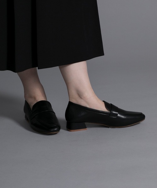 セール】【shoes365】ローヒールスクエアトゥローファー