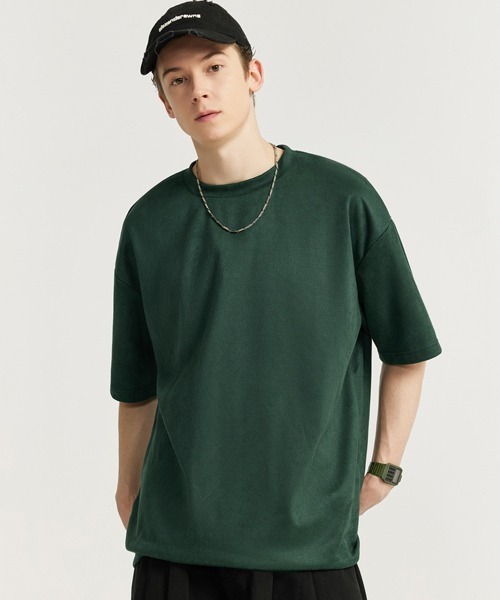 Ressaca（レサーカ）の「オーバーサイズ フェイクスエード無地Tシャツ（Tシャツ/カットソー・メンズ・グレー/ネイビー/グリーン・XL/L/M）」の2枚目の写真