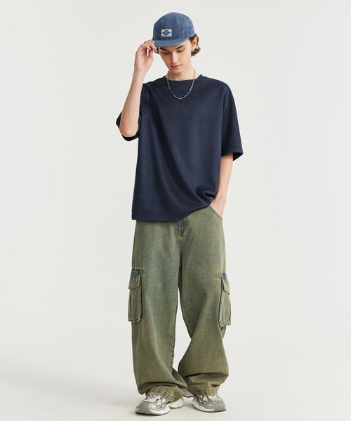 Ressaca（レサーカ）の「オーバーサイズ フェイクスエード無地Tシャツ（Tシャツ/カットソー・メンズ・グレー/ネイビー/グリーン・XL/L/M）」の8枚目の写真