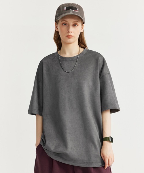 Ressaca（レサーカ）の「オーバーサイズ フェイクスエード無地Tシャツ（Tシャツ/カットソー・メンズ・グレー/ネイビー/グリーン・XL/L/M）」の4枚目の写真