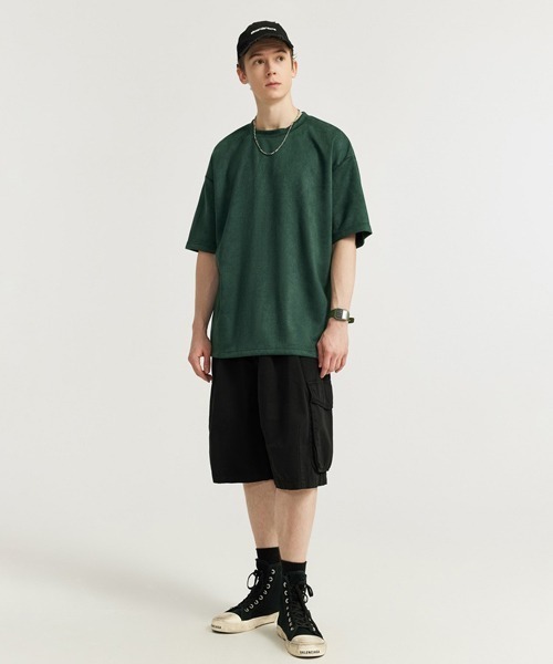 Ressaca（レサーカ）の「オーバーサイズ フェイクスエード無地Tシャツ（Tシャツ/カットソー・メンズ・グレー/ネイビー/グリーン・XL/L/M）」の13枚目の写真
