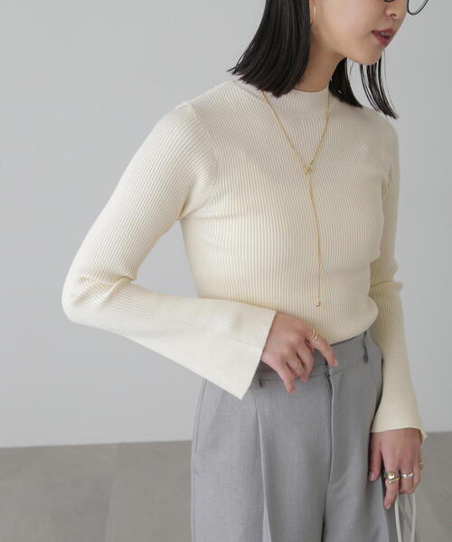 FREE'S MART（フリーズマート）の「◆［洗える］マシンウォッシャブルボトルネックリブニット（ニット/セーター・レディース・ブラック/ホワイト/ホワイト系その他/オレンジ・FREE）」の2枚目の写真