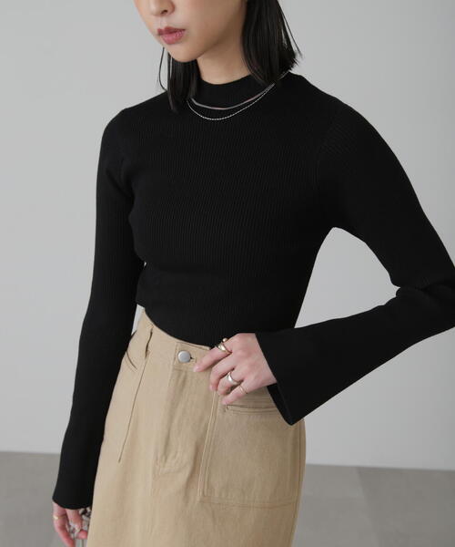 FREE'S MART（フリーズマート）の「◆［洗える］マシンウォッシャブルボトルネックリブニット（ニット/セーター・レディース・ブラック/ホワイト/ホワイト系その他/オレンジ・FREE）」の4枚目の写真