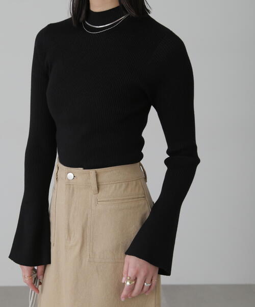 FREE'S MART（フリーズマート）の「◆［洗える］マシンウォッシャブルボトルネックリブニット（ニット/セーター・レディース・ブラック/ホワイト/ホワイト系その他/オレンジ・FREE）」の9枚目の写真