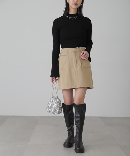 FREE'S MART（フリーズマート）の「◆［洗える］マシンウォッシャブルボトルネックリブニット（ニット/セーター・レディース・ブラック/ホワイト/ホワイト系その他/オレンジ・FREE）」の11枚目の写真