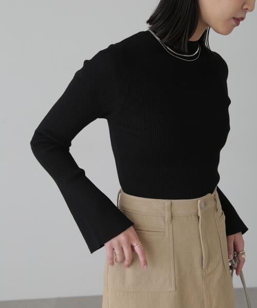 FREE'S MART（フリーズマート）の「◆［洗える］マシンウォッシャブルボトルネックリブニット（ニット/セーター・レディース・ブラック/ホワイト/ホワイト系その他/オレンジ・FREE）」の12枚目の写真