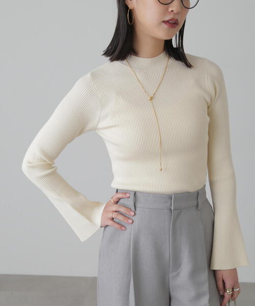 FREE'S MART（フリーズマート）の「◆［洗える］マシンウォッシャブルボトルネックリブニット（ニット/セーター・レディース・ブラック/ホワイト/ホワイト系その他/オレンジ・FREE）」の15枚目の写真