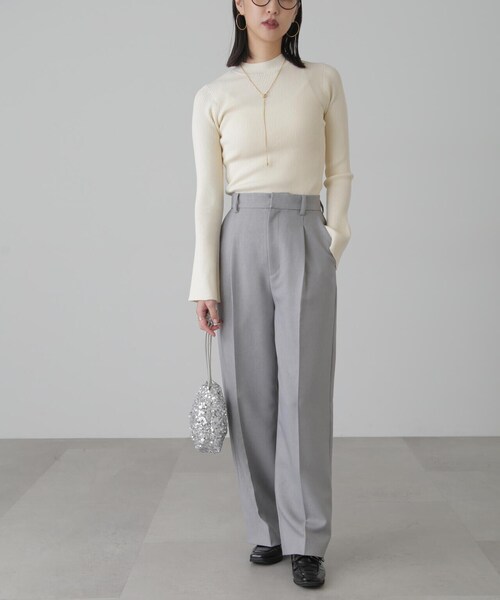 FREE'S MART（フリーズマート）の「◆［洗える］マシンウォッシャブルボトルネックリブニット（ニット/セーター・レディース・ブラック/ホワイト/ホワイト系その他/オレンジ・FREE）」の16枚目の写真