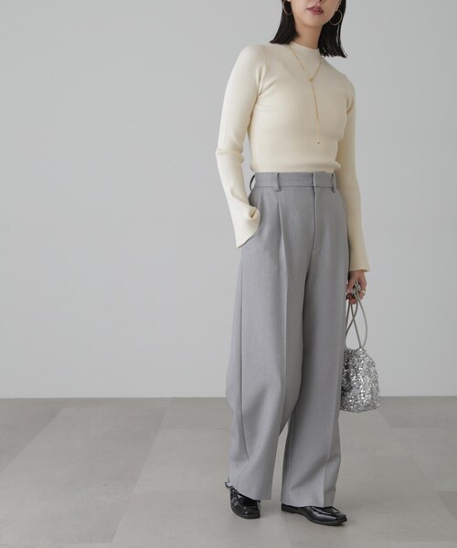 FREE'S MART（フリーズマート）の「◆［洗える］マシンウォッシャブルボトルネックリブニット（ニット/セーター・レディース・ブラック/ホワイト/ホワイト系その他/オレンジ・FREE）」の17枚目の写真