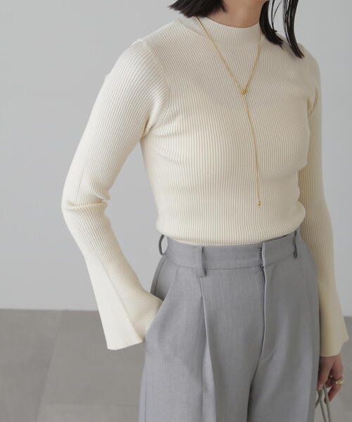 FREE'S MART（フリーズマート）の「◆［洗える］マシンウォッシャブルボトルネックリブニット（ニット/セーター・レディース・ブラック/ホワイト/ホワイト系その他/オレンジ・FREE）」の18枚目の写真