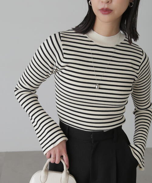 FREE'S MART（フリーズマート）の「◆［洗える］マシンウォッシャブルボトルネックリブニット（ニット/セーター・レディース・ブラック/ホワイト/ホワイト系その他/オレンジ・FREE）」の21枚目の写真