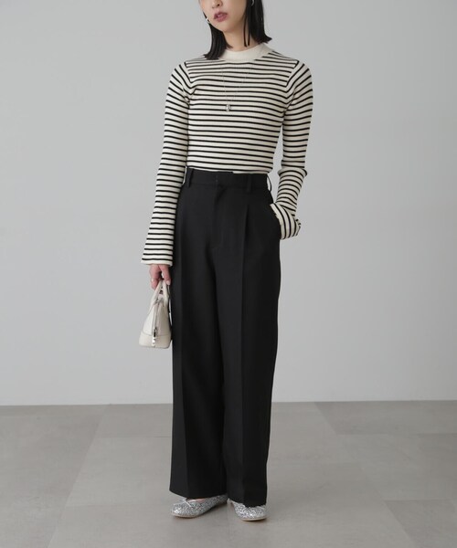 FREE'S MART（フリーズマート）の「◆［洗える］マシンウォッシャブルボトルネックリブニット（ニット/セーター・レディース・ブラック/ホワイト/ホワイト系その他/オレンジ・FREE）」の5枚目の写真