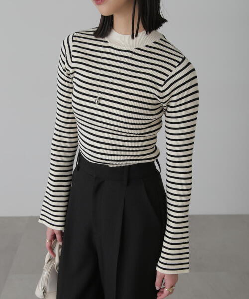 FREE'S MART（フリーズマート）の「◆［洗える］マシンウォッシャブルボトルネックリブニット（ニット/セーター・レディース・ブラック/ホワイト/ホワイト系その他/オレンジ・FREE）」の6枚目の写真