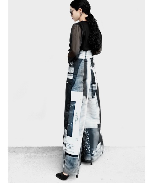 LVEU.(ラブユ.)の「【LVEU.】コットンドッキングシアートップス / トップス カットソー シフォン シアー シースルー 長袖 ブラック ホワイト(Tシャツ/カットソー・レディース・ホワイト/ブラック・FREE)」の7枚目の写真