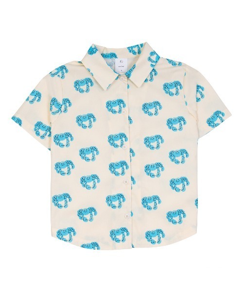 Wynken（ウィンケン）の「Wynken / カニ柄半袖シャツ（シャツ/ブラウス・キッズ・ターコイズブルー・2Y/4Y/6Y/8Y）」の5枚目の写真
