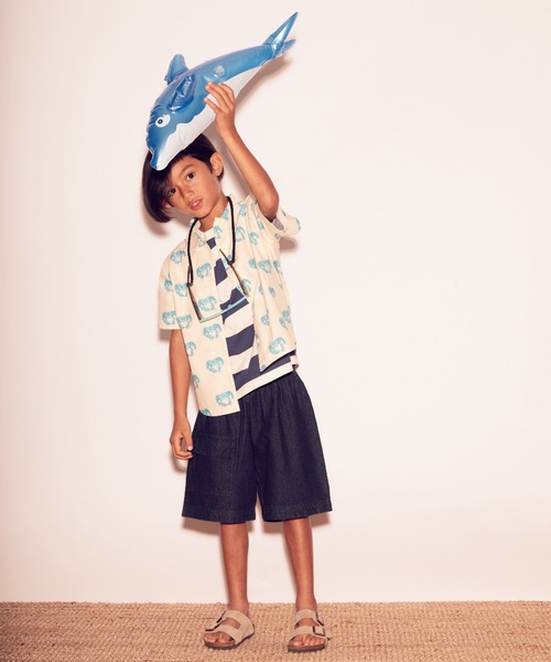 Wynken（ウィンケン）の「Wynken / カニ柄半袖シャツ（シャツ/ブラウス・キッズ・ターコイズブルー・2Y/4Y/6Y/8Y）」の3枚目の写真