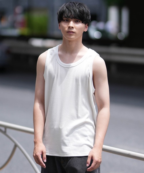 ムラサキスポーツ（ムラサキスポーツ）の「【ムラサキスポーツ限定】DEAR LAUREL/ディアローレル ワイドリブタンクトップ  Wide Rib Tank Top D24S2321（タンクトップ・メンズ・ホワイト/ブラック・L/M）」の4枚目の写真