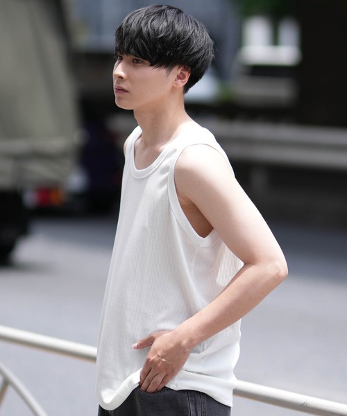 ムラサキスポーツ（ムラサキスポーツ）の「【ムラサキスポーツ限定】DEAR LAUREL/ディアローレル ワイドリブタンクトップ  Wide Rib Tank Top D24S2321（タンクトップ・メンズ・ホワイト/ブラック・L/M）」の5枚目の写真