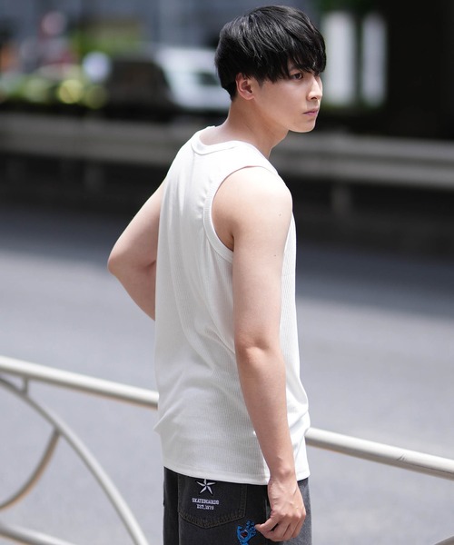 ムラサキスポーツ（ムラサキスポーツ）の「【ムラサキスポーツ限定】DEAR LAUREL/ディアローレル ワイドリブタンクトップ  Wide Rib Tank Top D24S2321（タンクトップ・メンズ・ホワイト/ブラック・L/M）」の7枚目の写真