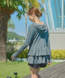 Ocean Pacific | レディース ティアードラッシュガード 水着 UVカット フリル ルームウェア 水陸両用  ヨガウェア  ピラティス  トレーニングウェア(ラッシュガード)