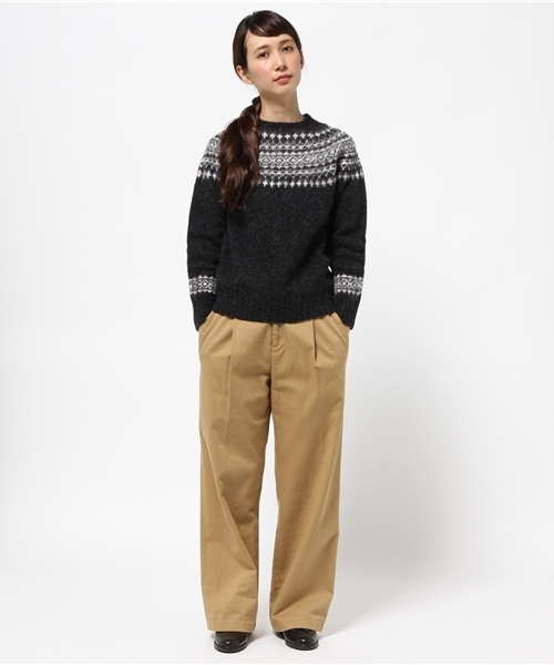 SHIPS for women（シップスフォーウィメン）の「【LEE 12月号掲載】 HARLEY（ハーレー）:シェットランド クルーネック（ニット/セーター・レディース・ダークグレー/ベージュ・ONE SIZE）」の6枚目の写真