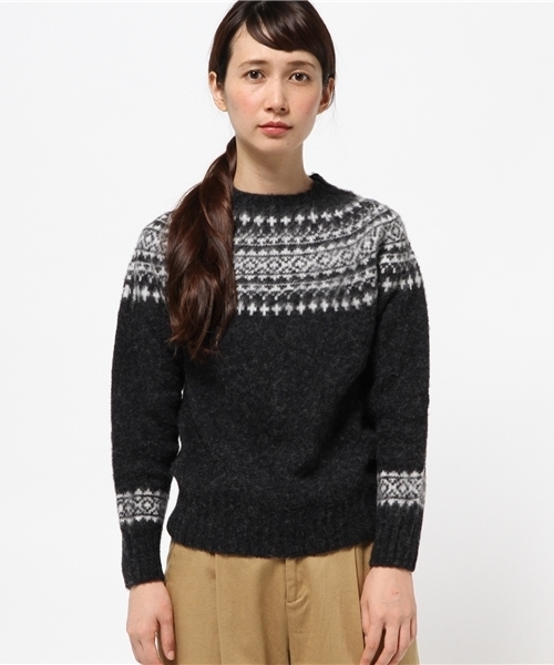 SHIPS for women（シップスフォーウィメン）の「【LEE 12月号掲載】 HARLEY（ハーレー）:シェットランド クルーネック（ニット/セーター・レディース・ダークグレー/ベージュ・ONE SIZE）」の11枚目の写真