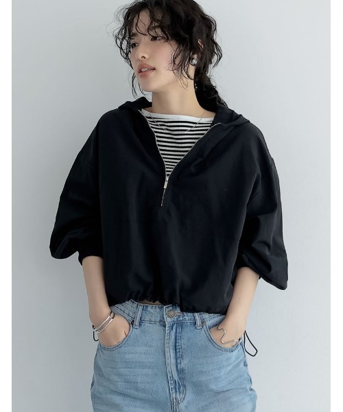 Re:EDIT（リエディ）の「[新色追加]ボートネックリブタンクトップ（タンクトップ・レディース・チャコールグレー/ブラック/ホワイト×ブラック/ホワイト/レッド・MEDIUM/LARGE）」の11枚目の写真