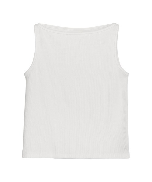 Re:EDIT（リエディ）の「[新色追加]ボートネックリブタンクトップ（タンクトップ・レディース・チャコールグレー/ブラック/ホワイト×ブラック/ホワイト/レッド・MEDIUM/LARGE）」の16枚目の写真