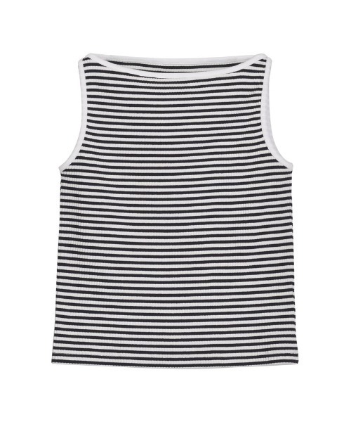 Re:EDIT（リエディ）の「[新色追加]ボートネックリブタンクトップ（タンクトップ・レディース・チャコールグレー/ブラック/ホワイト×ブラック/ホワイト/レッド・MEDIUM/LARGE）」の18枚目の写真