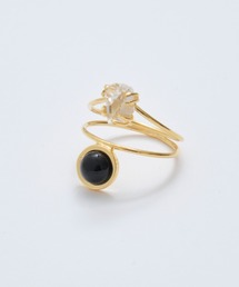 ±BALANCE（プラスマイナスバランス）の「【±BALANCE/プラスマイナスバランス】Harkimer quarts double ring（リング）」