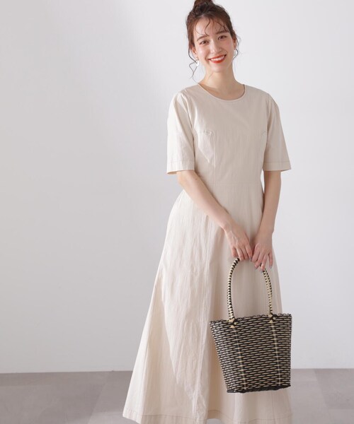 N.（N. Natural Beauty Basic）（エヌエヌナチュラルビューティーベーシック）の「【S Size Line】◆バックリボンコットンワンピース（ワンピース・レディース・ライトグリーン/オフホワイト/ブラック・SMALL/MEDIUM）」の5枚目の写真