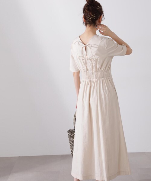 N.（N. Natural Beauty Basic）（エヌエヌナチュラルビューティーベーシック）の「【S Size Line】◆バックリボンコットンワンピース（ワンピース・レディース・ライトグリーン/オフホワイト/ブラック・SMALL/MEDIUM）」の7枚目の写真
