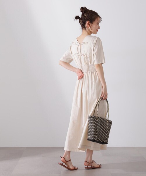 N.（N. Natural Beauty Basic）（エヌエヌナチュラルビューティーベーシック）の「【S Size Line】◆バックリボンコットンワンピース（ワンピース・レディース・ライトグリーン/オフホワイト/ブラック・SMALL/MEDIUM）」の11枚目の写真