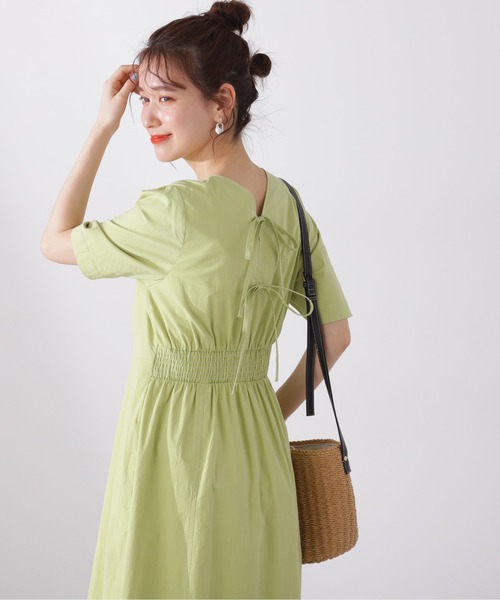 N.（N. Natural Beauty Basic）（エヌエヌナチュラルビューティーベーシック）の「【S Size Line】◆バックリボンコットンワンピース（ワンピース・レディース・ライトグリーン/オフホワイト/ブラック・SMALL/MEDIUM）」の3枚目の写真