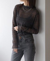 配色パイピングシアータートルプルオーバー