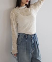 配色パイピングシアータートルプルオーバー