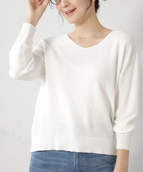 FOUND GOOD（ファウンドグッド）の「ナメラカニットVネックプルオーバー（ニット/セーター・レディース・ブラック/ピンク系2/ホワイト系5/グレー系/グリーン系2/ブラウン系・S/M/L）」の2枚目の写真